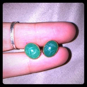 Emerald scarab studs